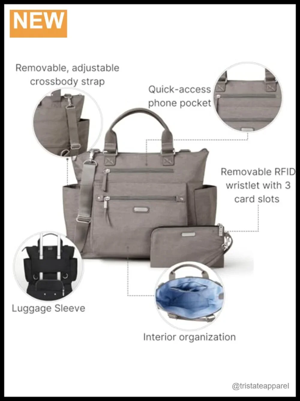 3-in-1 Convertible Backpack Tote Travel Bag with RFID Wristlet, Water-Resistant